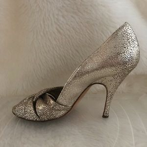 Authentic Dolce & Gabbana gold, open toe h…